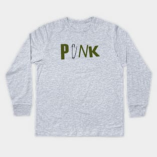 Punk, green Kids Long Sleeve T-Shirt